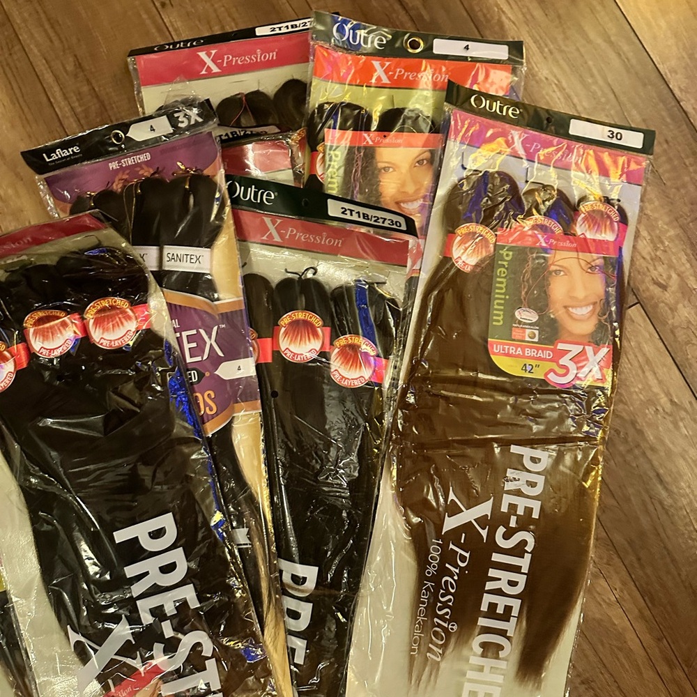 15 Packs of Pre-Stretched Braiding Hair - Black Brown Red - Picture 3 of 7